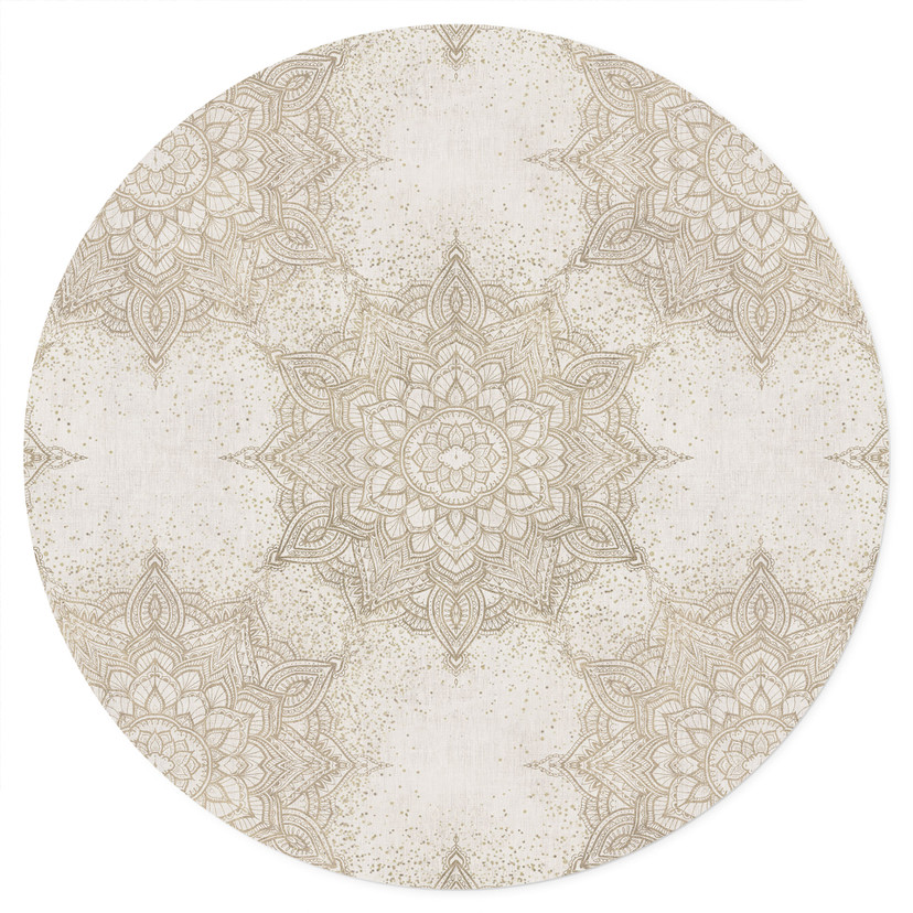 Elegancka naklejka na ścianę w kolorze piaskowego złota - Bloomery Decor - okrągła
