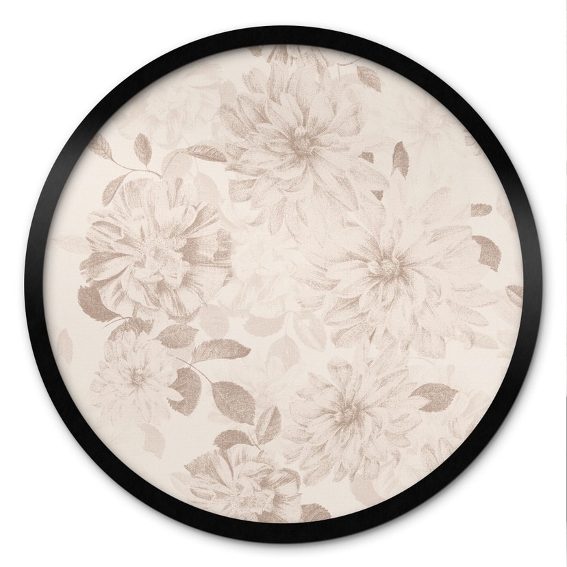 Plakat Dalie Shabby Chic Beige - Bloomery Decor - Okrągły