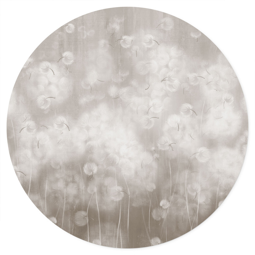 Bloemen Muursticker paardenbloem droom in beige - Ms Tiff - Rond