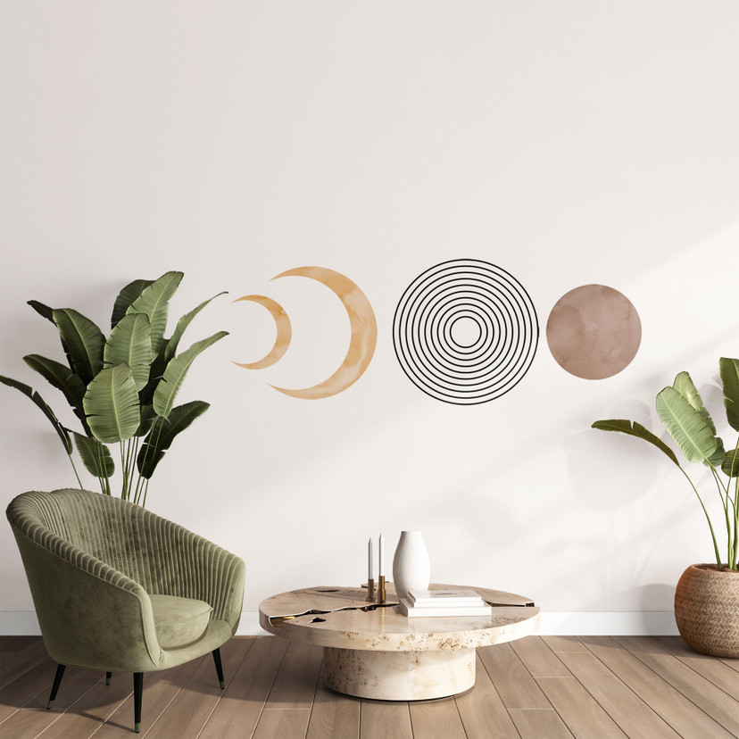 Wallsticker abstrakt - månefaser og geometri