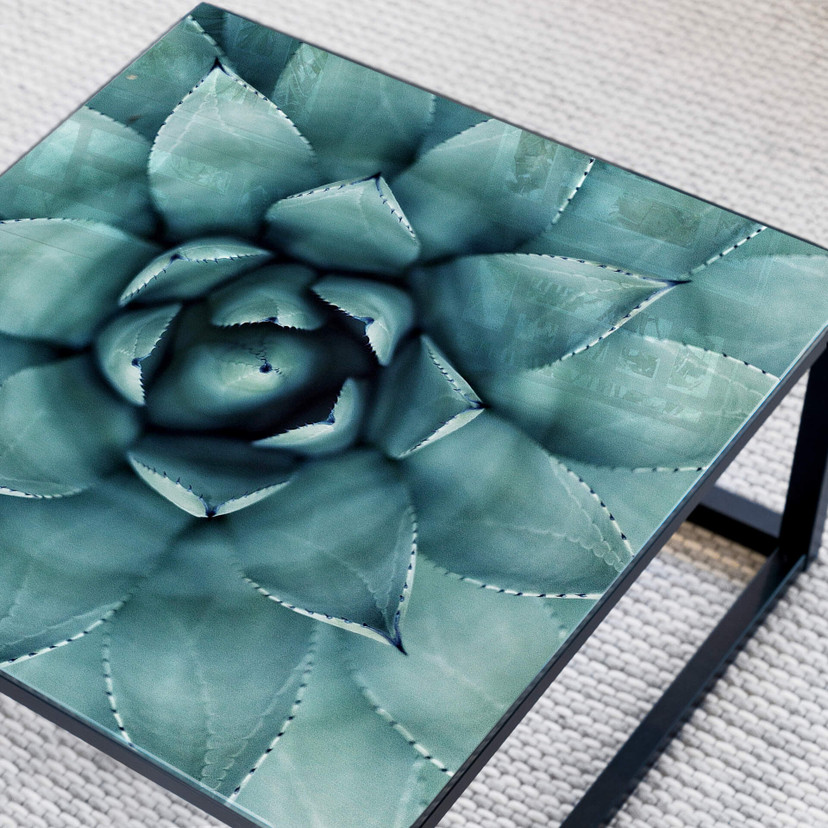 Plateau de table en verre - Agave 02 -Carré