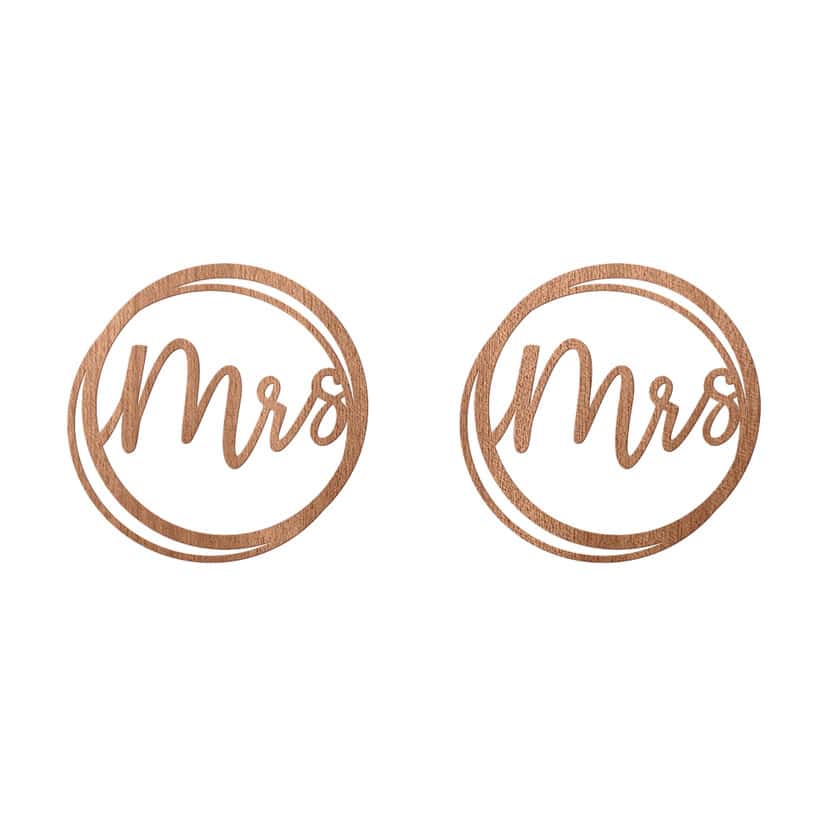 Drewniany napis ślubny Mrs and Mrs - mahoń