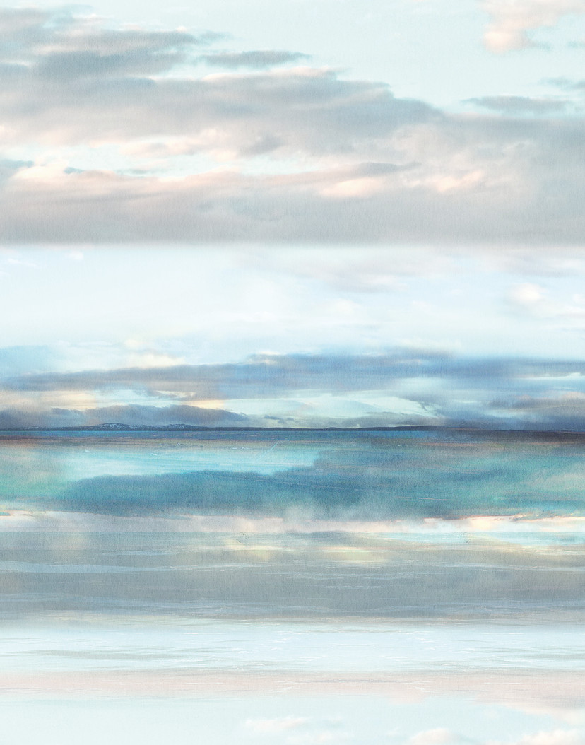 Fototapet med overskyet himmel Blå, Grå, Illustration 2,70 x 2,12 m
