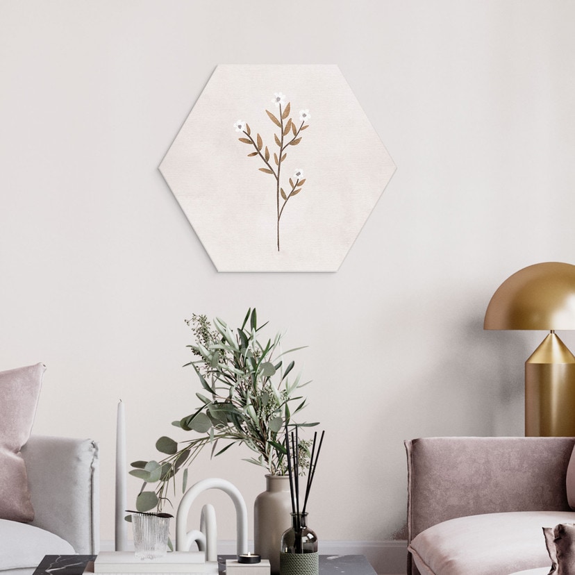 Tableaux Hexagonaux Illustration Florale - Myosotis - Goed Blauw - Alu-Dibond