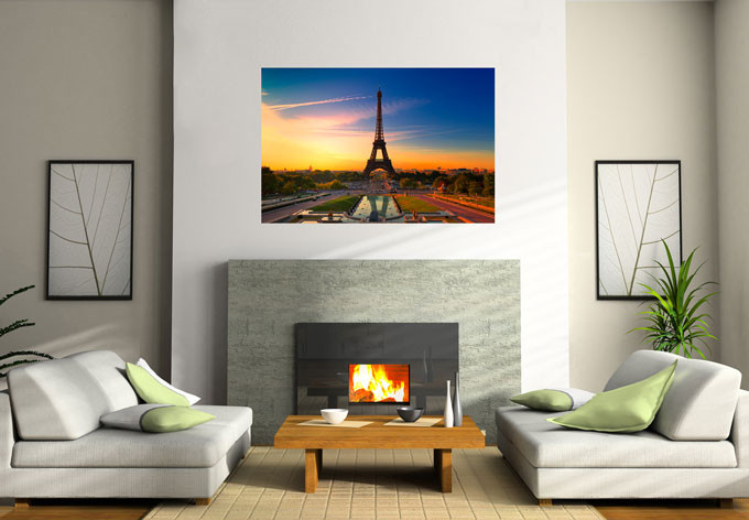 Zelfklevende Poster Eiffeltoren bij Zonsondergang