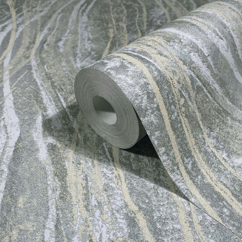 Tapeta z włókniny beton, fale grafika nowoczesna w kolorze szarym