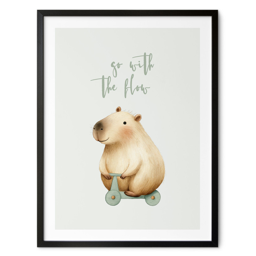 Plakat dla dzieci Kapibara na Rolce - Flow saying