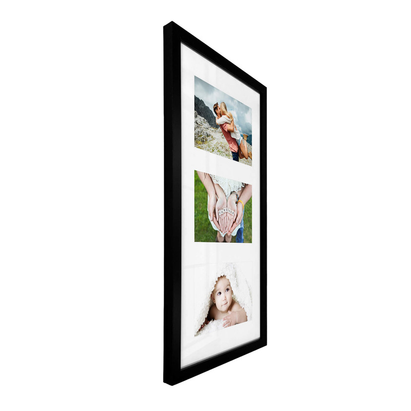 Cadre photo collage pour 3 photos - MDF noir - 23x46 cm