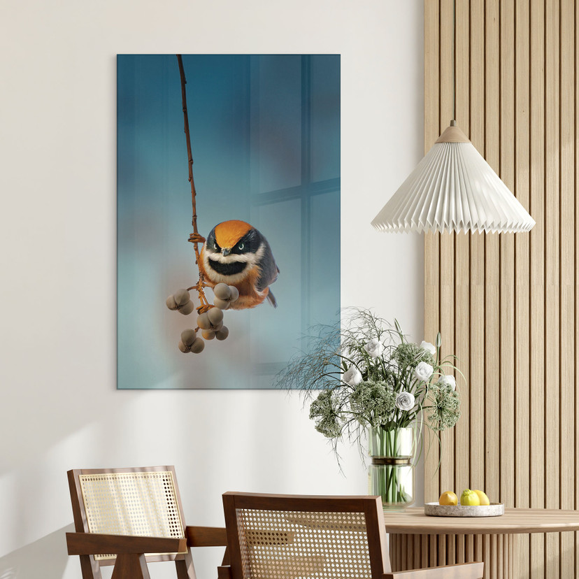Acrylglasbild Kleiner Vogel am Ast - Jacob Xu