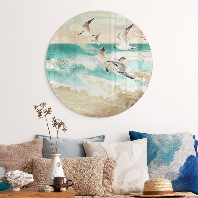Glasbillede - Måger på stranden - SpaceFrog Designs