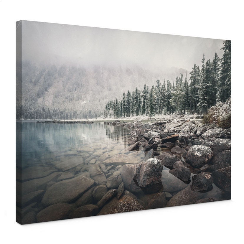 Tableau sur toile Forêt d'hiver au bord du lac - Rostovskiy