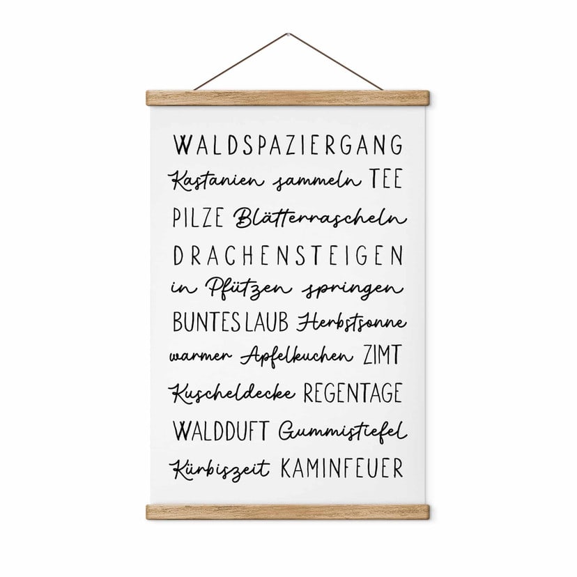 Stoffbild Herbstliche Worte - Typografie