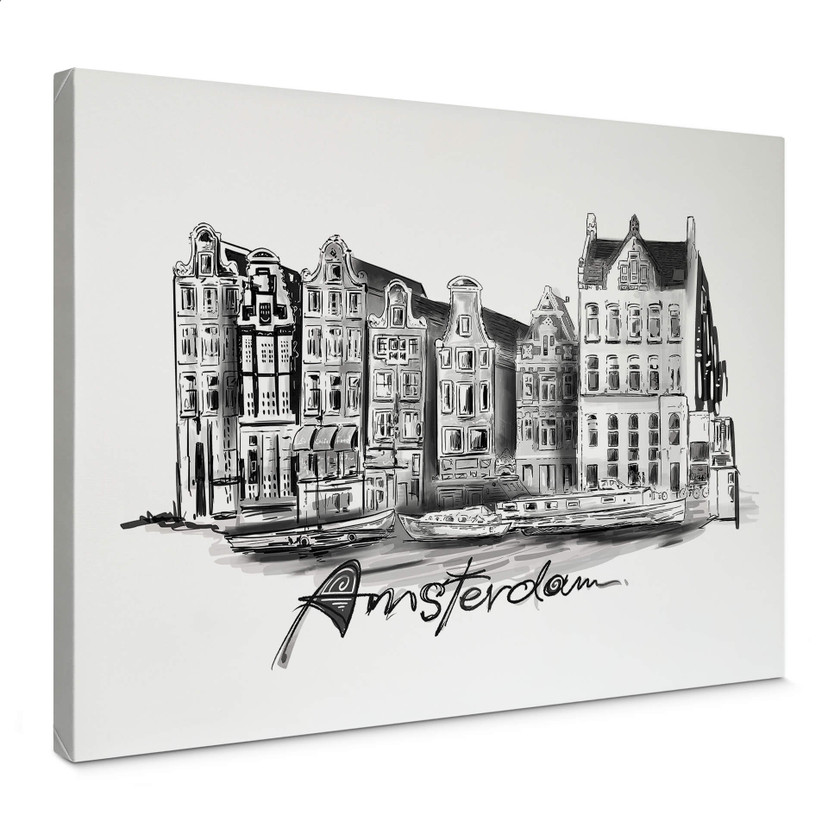 Obraz na płótnie Amsterdam - Czarno-biały - Love your City