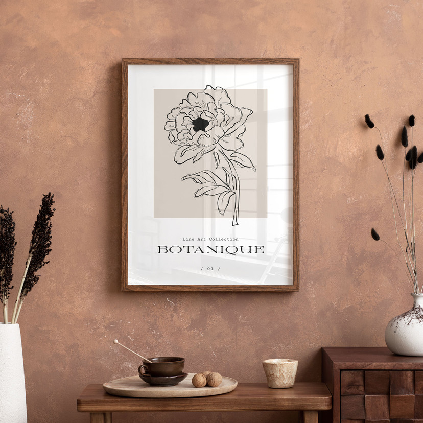 Poster lineart bloem beige - Treechild