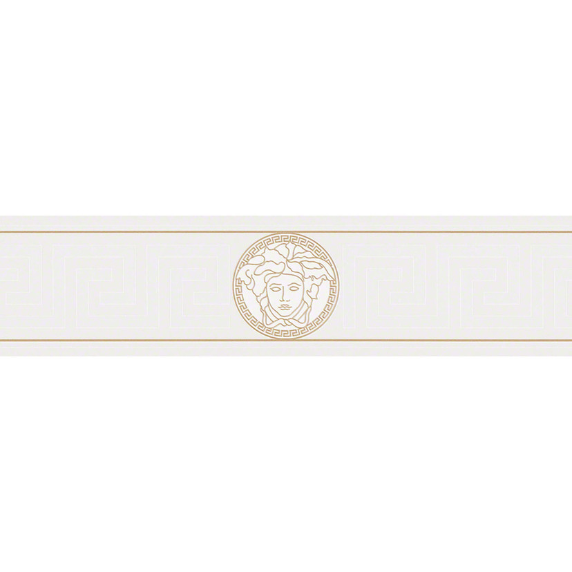 Versace Tapetbanner Græsk, metallisk, hvid