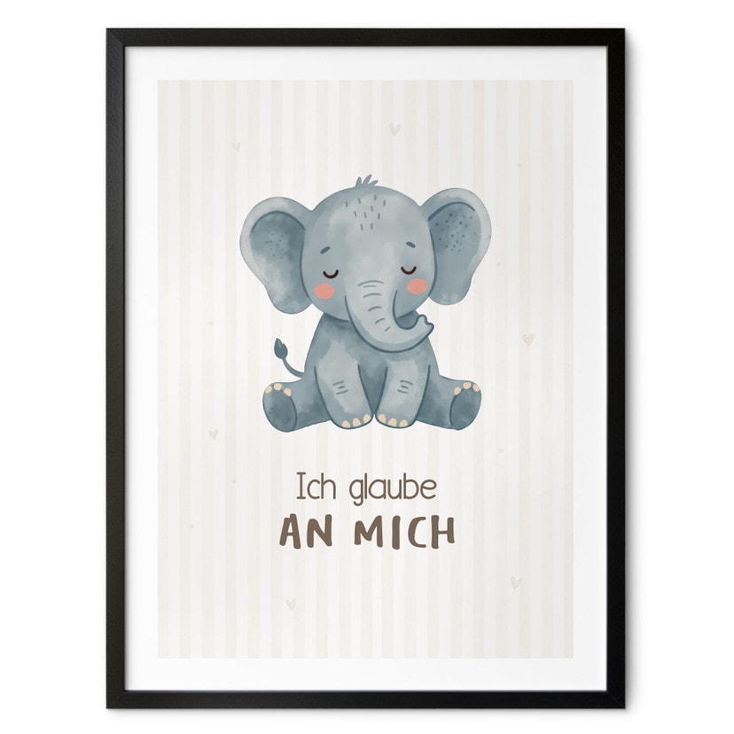 Kinder-Poster 'Ich glaube an mich' mit Elefant