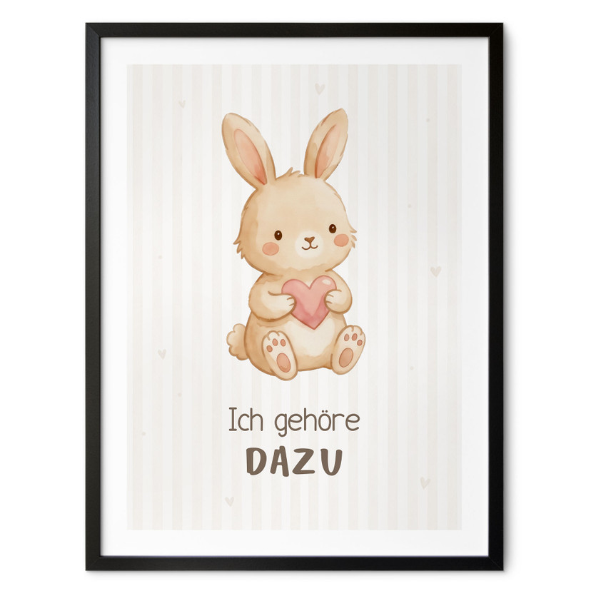 Affirmationsposter 'Ich gehöre dazu' mit Hase für Kinder