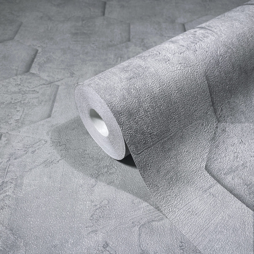 Non-woven tapet med 3D honeycomb mønster grå grafik