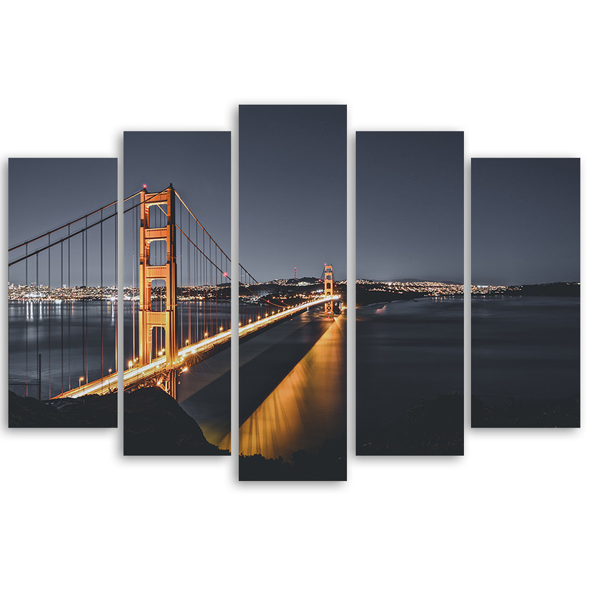 5 stykke lærredstryk, Golden Gate of San Francisco