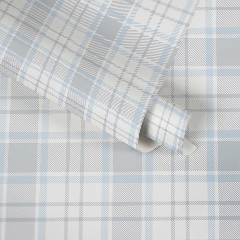 Tapet til børneværelset i blå og ternet non-woven tapet fra Little Love Made in Germany