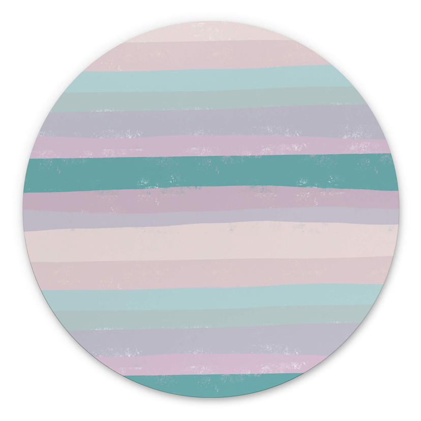 Vægcirkel Uplusmestudio - Coloured Stripes – print på aluminium (Alu-Dibond)