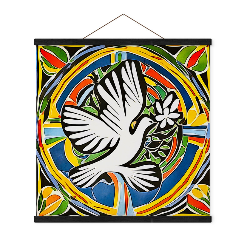 Obraz tkaniny Kolorowy Gołąb Pokoju - Inspirowany Matisse - Zamart - Kwadrat