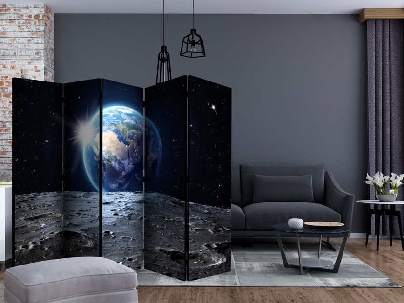 Paravent, Raumteiler freistehend, Trennwand - View of the Blue Planet II, 5-teilig - einseitig bedru