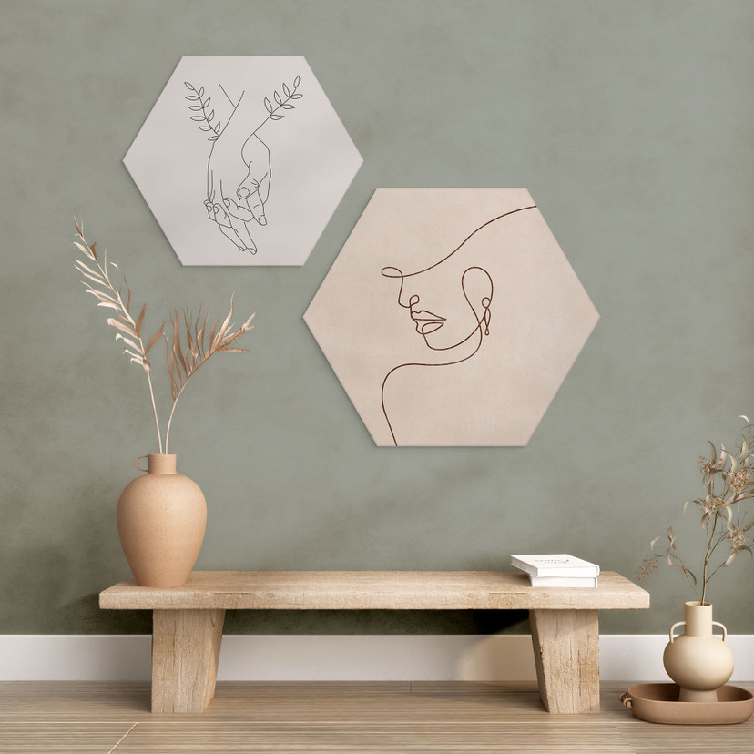 Wanddecoratie Delicate contouren van een vrouw - Lijnkunst - Tunaboylu - Aluminium Dibond