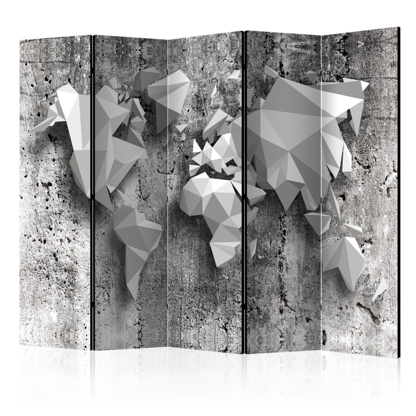 Rumdeler med skærm - Verdenskort: Origami , 5-delt - 225x172 cm