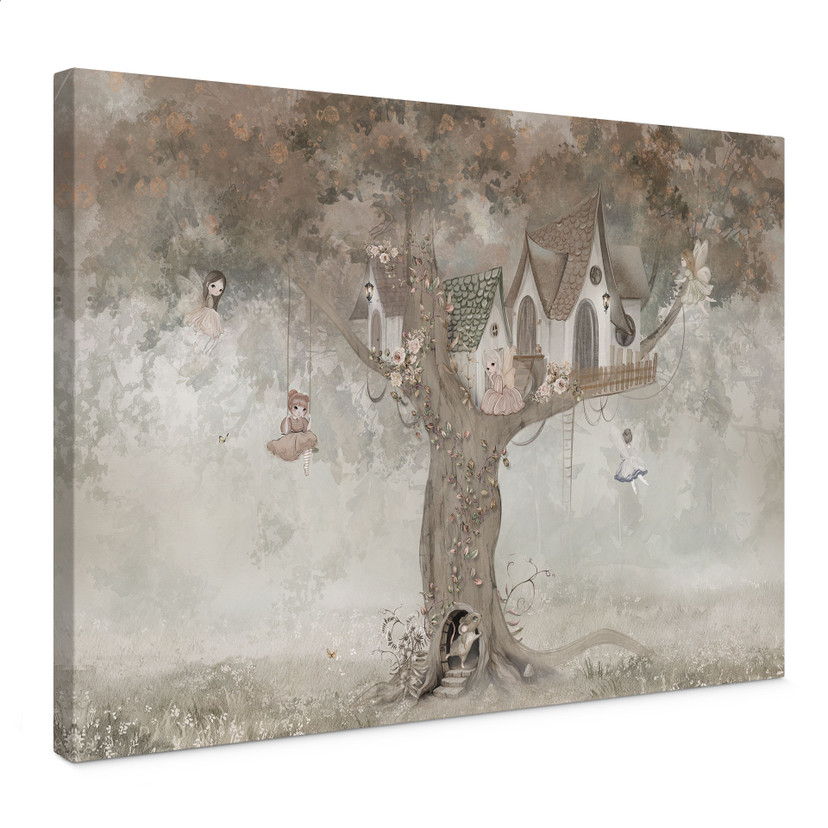 Canvas schilderij Magische boomhut met feeën - Ms Tiff