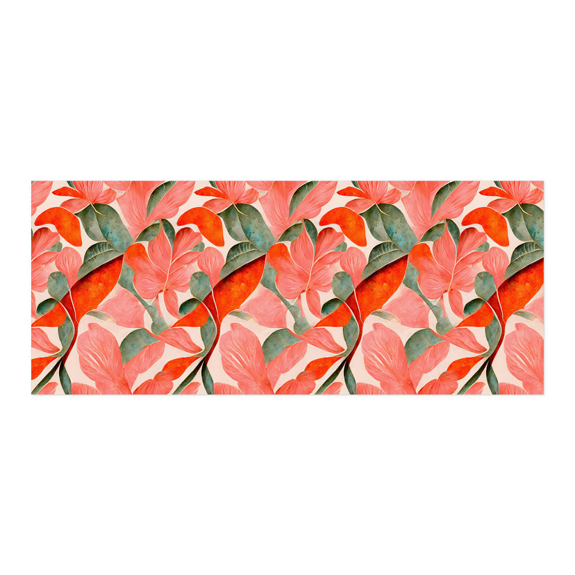Revêtement pour cuisine auto-adhésif Fleurs rouges corail - Treechild