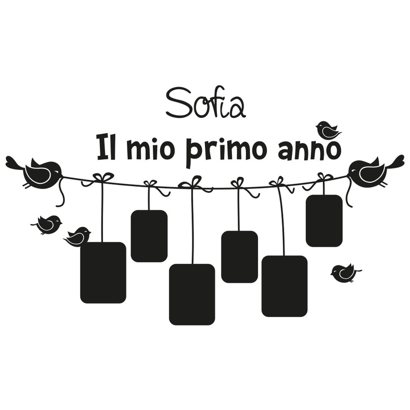 Adesivo murale + Nome Il mio primo anno... con spazio per foto