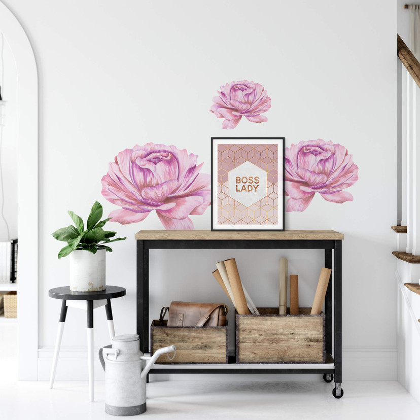 Muursticker Pioenroos Roze