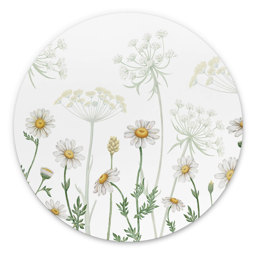 Tableau sur alu-Dibond rond Sir Edward - Promenade printanière fleurie