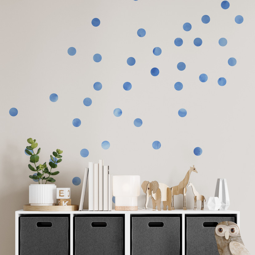 Muursticker set stippen - Blauw (50 stickers)