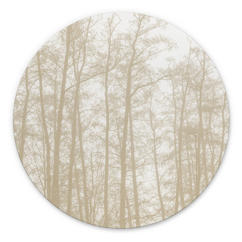 Billede Stille vinterskov - Böhmer - rund – print på aluminium (Alu-Dibond)