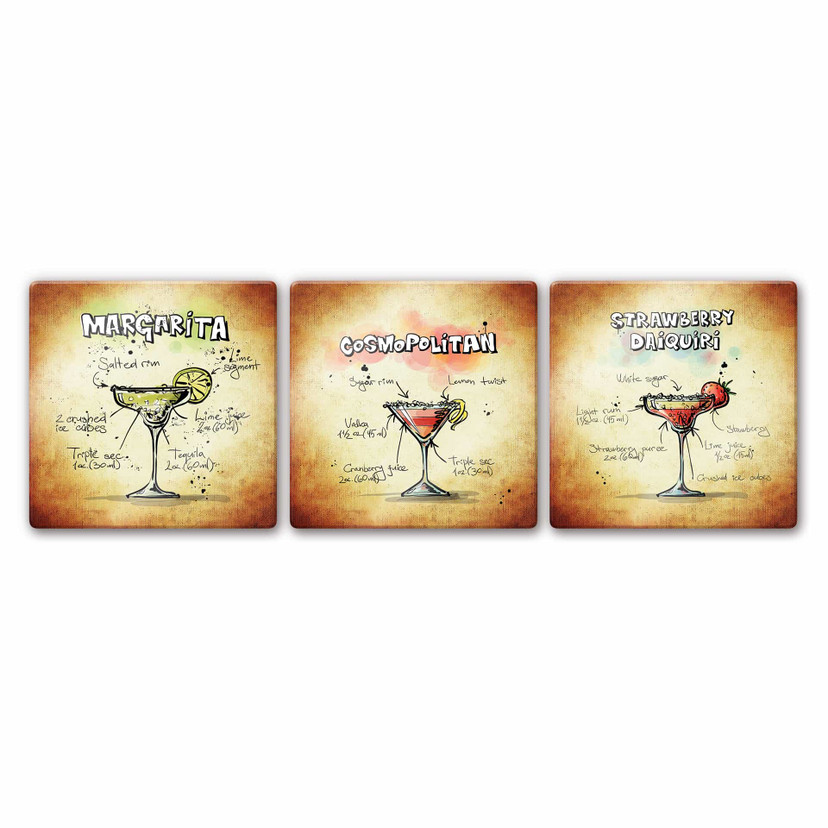 Tableau en verre - Cocktails Set 01 (3 parties)