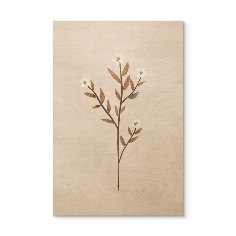 Houten Wanddecoratie bloemen illustratie - Vergeet-me-nietje - Goed Blauw