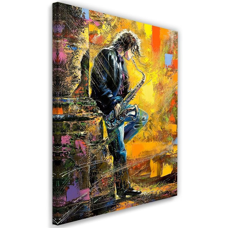 Tableau sur toile, Musicien avec saxophone