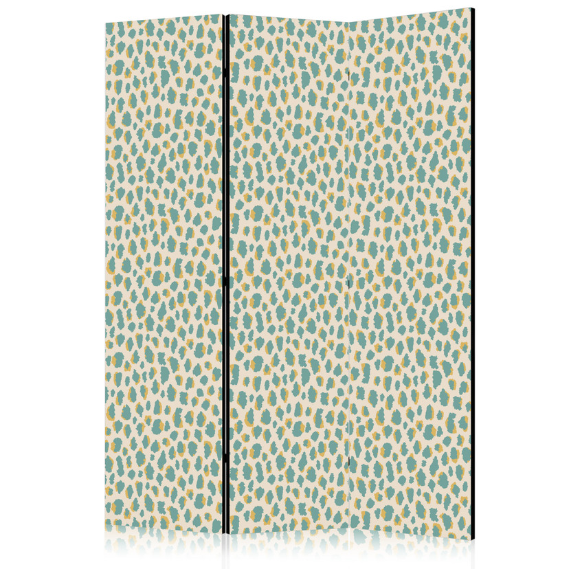 Paravent, Raumteiler freistehend, Trennwand - Giraffe Pattern in Turquoise Spots on a Light Backgrou