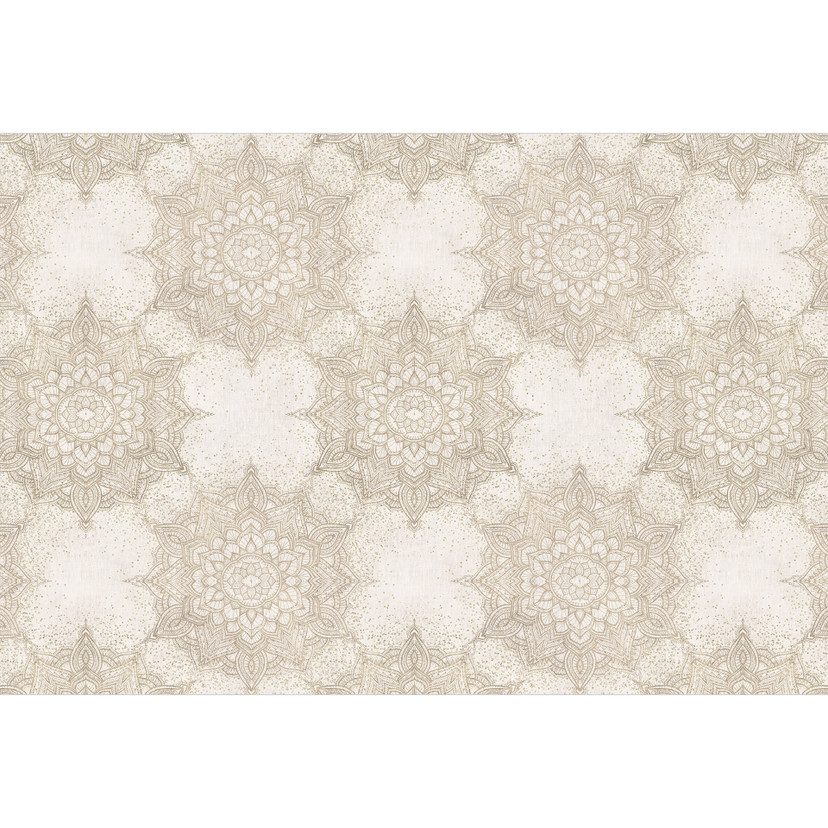 Papier peint ornements - Mandala élégant en or sable - Décor Bloomery