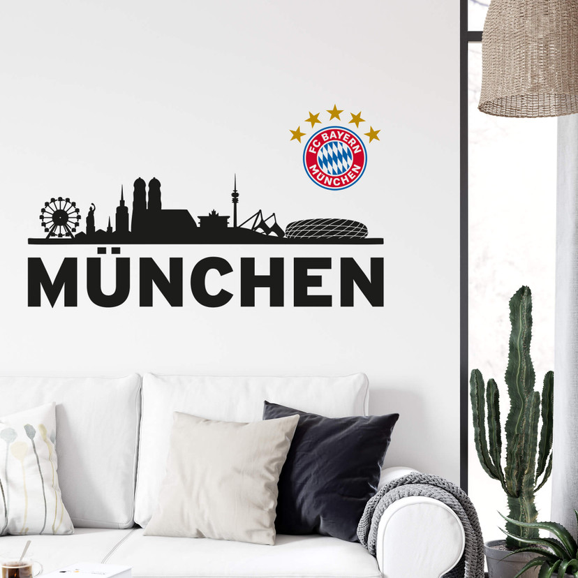 Wallsticker FC Bayern Skyline - München mit Logo fa