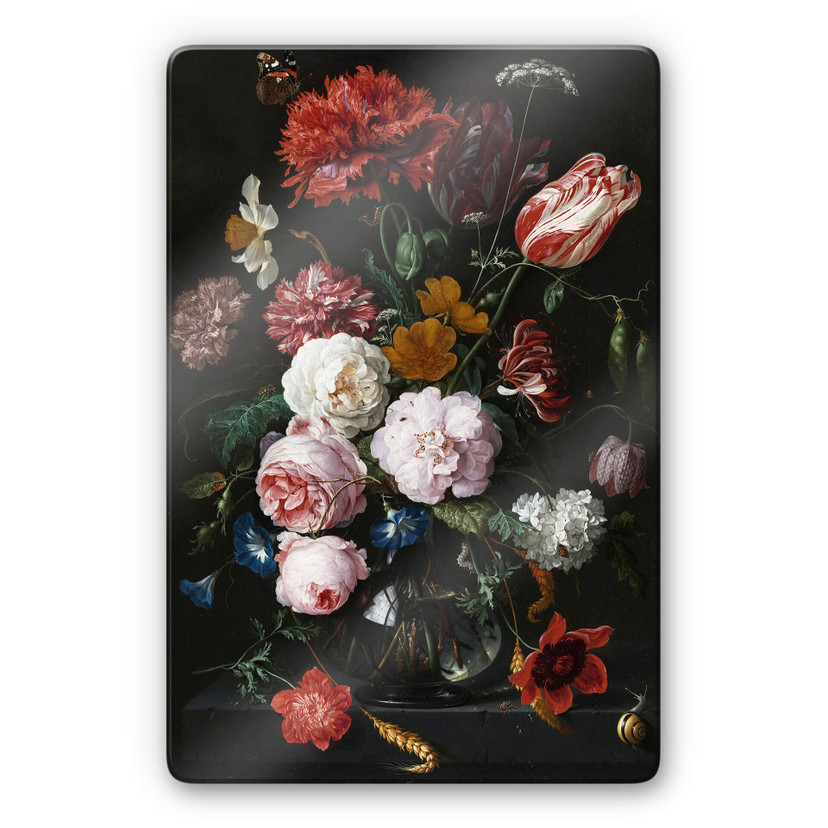 Glasschilderij de Heem - Bloemen in een vaas