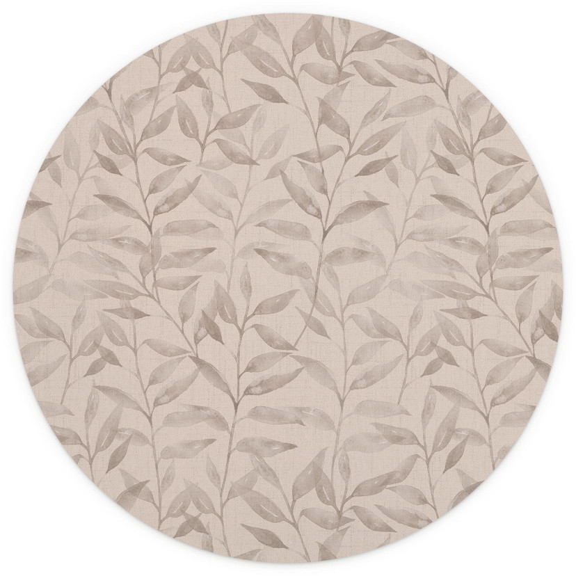 Fototapeta Delicate Watercolour Leaves - Soft Grey - Bloomery Decor - Okrągła - Samoprzylepna / niet