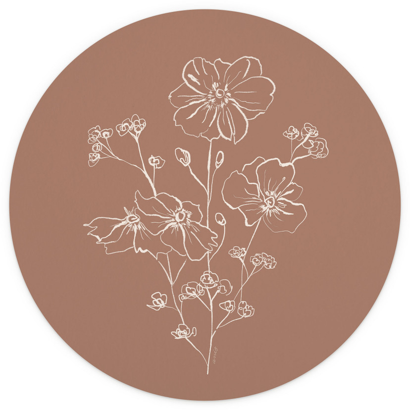 Wild Rose Bouquet Mocha Mousse | Fototapeta kwiatowa - Ilustracja anyżu - Okrągła - tapeta flizelino