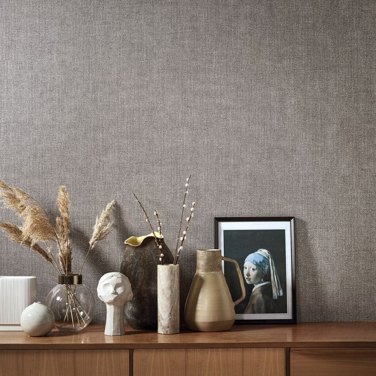 Tekstureret tapet, non-woven Naturlig Opulens i rød, brun