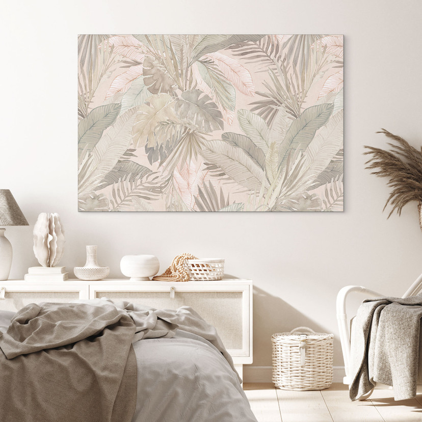 Wanddecoratie tropische bladeren in de jungle pastel - Bloomery Decor - aluminium dibond
