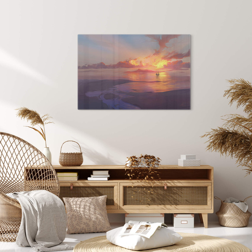 Tableau sur verre aerroscape - Coucher de soleil sur la mer