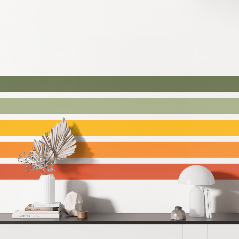 Wallsticker retro striber | regnbuefarver