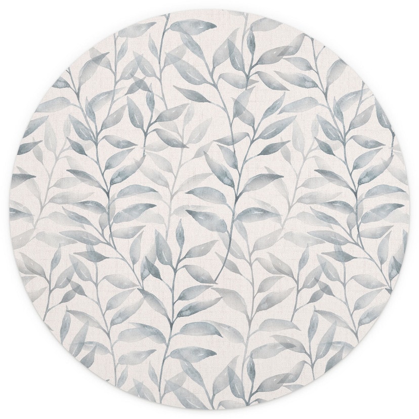 Fototapeta Delicate Watercolour Leaves - Soft Grey - Bloomery Decor - Okrągła - Samoprzylepna / niet